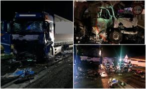 Dezastru pe autostrada A1, după un accident mortal înfiorător. O dubă a fost spulberată de TIR pe contrasens, pe breteaua care face legătura cu DN 7