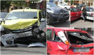 Un taximetrist a făcut prăpăd cu mașina, după ce a ignorat indicatorul stop într-o intersecție din Drobeta Turnu Severin