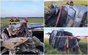 Şi-au găsit sfârşitul pe bancheta din spate. Două persoane au murit, după ce mașina în care erau s-a răsturnat pe o şosea din Giurgiu