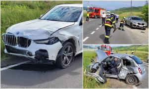 Nissan Micra spulberat de un BMW, pe un drum din Alba. Un bărbat a murit, iar un altul a ajuns în stare gravă la spital