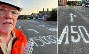 Un pensionar din UK a trasat pe cont propriu cu spray marcajele dintr-un sens giratoriu periculos. A blocat drumul cu maşina sa pentru 40 de minute