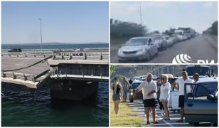 Cozi kilometrice de maşini, luni, după ce podul Kerci a fost atacat cu drone. Turiştilor ruşi li s-a spus să treacă prin zonele de război pentru a ajunge acasă