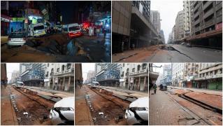 Momentul în care o explozie aruncă mașinile în aer și distruge șoseaua, în Africa de Sud