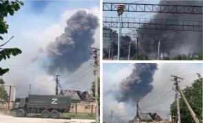 Nou atac cu drone asupra unui depozit de muniţii din Crimeea: Kievul revendică lovitura. Ruşii evacuează masiv populaţia şi închid temporar podul Kerci