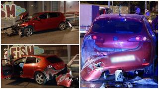 Accident grav în Capitală. Un tânăr vitezoman a pierdut controlul mașinii și s-a izbit într-un parapet de pe Pasajul Basarab. Ce alcoolemie avea șoferul