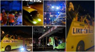 "Sună, mă, la salvare! S-a făcut varză". Autocar cu ucraineni, strivit de un limitator de înălţime, la Constanţa. Şoferul a încurcat drumul: 8 pasageri, răniţi