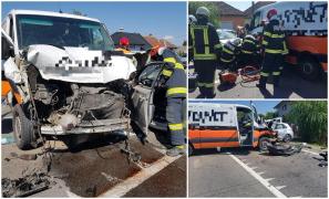 Accident de groază în Ciuperceni, între două utilitare şi un autoturism. Şase persoane rănite, între care doi copii