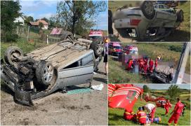 Un tânăr de 22 de ani şi-a pierdut viaţa după ce s-a răsturnat cu maşina într-o curbă, în Bistriţa-Năsăud. Alte trei persoane, rănite grav