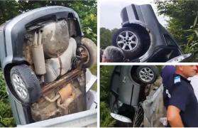 "Cascadoria" ratată a unei şoferiţe. Cum a reuşit să "înfigă" maşina în şanţul de pe marginea drumului, la ieşirea din Cavnic