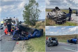Un mort şi 4 răniţi, după ce o maşină s-a făcut zob în urma unui impact devastator, în Iaşi. Traficul, blocat