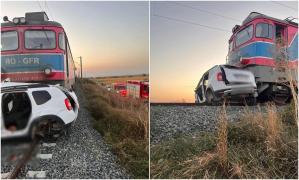 Impact fatal pe șine. 3 oameni, morți pe loc după ce mașina în care se aflau a fost spulberat de un marfar, în Buzău. A 4-a victimă, între viață și moarte