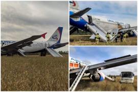 VIDEO. Un avion Airbus A320 a aterizat forţat într-un lan de grâu din Siberia. Fuzelajul aeronavei nu a fost distrus iar pasagerii s-au evacuat singuri