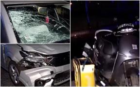 Impact violent în Capitală. Un livrator de mâncare pe scuter a tăiat calea unui şofer care circula regulamentar: ambii au ajuns la spital