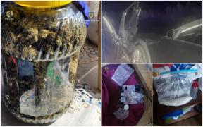 Mașină de poliţie, avariată de un suspect într-un dosar de trafic de droguri, la Braşov. Traficanţii vindeau stupefiantele şi cu 4.000 de lei: 7 arestări