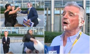 Şeful Ryanair a primit în faţă o plăcintă cu frişcă, în timp ce se afla la sediul UE