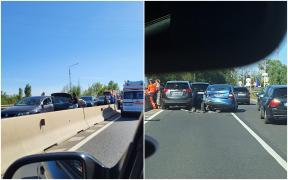 Carambol în Prahova. Cinci maşini s-au ciocnit: 12 persoane, între care 3 copii, implicate în accident