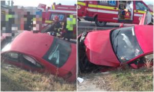 Accident grav în Argeș. Doi copii și doi adulți au ajuns la spital, după ce un autoturism a intrat într-un cap de pod