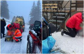 Soţ şi soţie, la un pas de tragedie în concediu la munte. Au cazut cu ATV-ul în gol, într-o parcare suspendată din Rânca