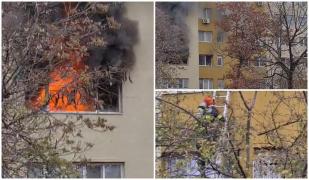 Incendiu într-un bloc din Sectorul 3. O bătrână de 70 de ani, salvată pe geam din apartamentul inundat de fum