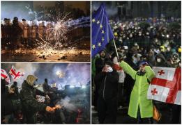 Peste 100 de protestatari, arestaţi în Georgia. Oamenii au aruncat cu ouă şi artificii în jandarmi