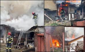Explozie urmată de incendiu în Cluj, două case cuprinse de flăcări. Un bărbat a ajuns la spital cu arsuri, o femeie a primit îngrijiri la faţa locului