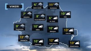 Vremea de mâine 20 decembrie. Va fi mai cald decât normalul perioadei în sudul şi estul ţării, mai frig în rest. Maxime între 2 şi 14 grade