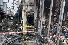 Cum arată Piaţa Matache după incendiul cumplit. Bazarul cu haine a ars din temelii, 16 comercianţi au rămas fără spaţii şi marfă