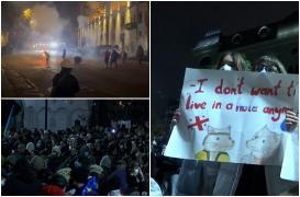 A şasea zi de proteste în Georgia. Mii de oameni luptă pentru un viitor în UE sub tunuri de apă şi grenade lacrimogene. "De ce vreţi să stăm în genunchi?"