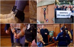 O italiancă, adusă în lanţuri într-un tribunal din Ungaria. Imaginile au creat revoltă în Italia. Femeia ar fi fost ţinută în condiţii mizere