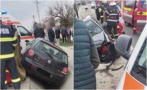 Femeie de 70 de ani, moartă pe locul din dreapta, în Botoșani. Mașina în care se afla s-a înfipt într-un șanț iar impactul a fost fatal