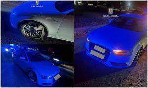 Şofer de 21 de ani cu permisul suspendat, oprit cu forţa în Rădăuţi. Poliţiştii i-au spart toate anvelopele cu dispozitivul spike