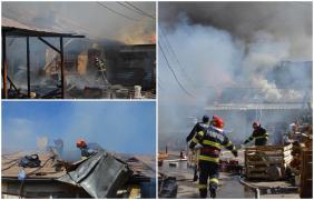Incendiu puternic la un depozit din Brăila. Flăcările au cuprins peste 1.000 de metri pătraţi