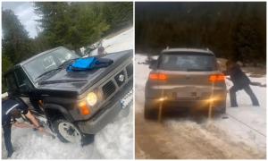 Şapte turişti, înzăpeziţi pe un drum forester din zona "Steaua", judeţul Cluj. Jandarmii i-au adus în siguranţă