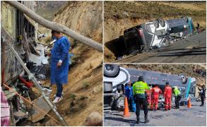 16 morţi şi mai mulţi răniţi, după ce un autobuz care transporta 40 de pasageri a plonjat o sută de metri într-o prăpastie. Accident înfiorător în Peru