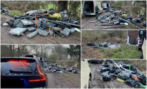 Români prinși aruncând tone de gunoi, pe un drum din Marea Britanie. Au fost blocați cu mașinile de fermieri și dați pe mâna poliției