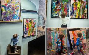 Copil de doi ani, supranumit "Micuţul Picasso". Încasează mii de euro pentru tablourile pe care le pictează şi se pregăteşte de primul vernisaj