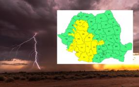 18 județe intră sub cod galben de ploi și vijelii. Zonele vizate de  instabilitate atmosferică
