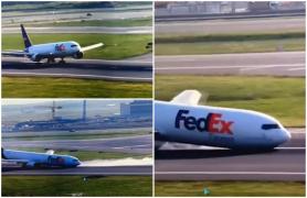 Momentul în care un avion de marfă Boeing aterizează fără roata din faţă pe aeroportul din Istanbul