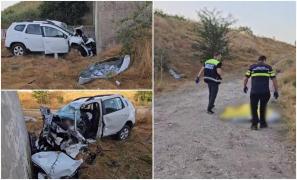Tragedie de Rusalii, pe un drum din Constanţa. Un şofer a murit pe loc, după ce s-a înfipt cu Duster-ul într-un cap de pod