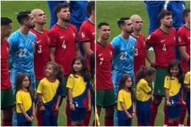 Reacția înduioșătoare a unei fetițe care a stat lângă Ronaldo înainte de Turcia - Portugalia: 