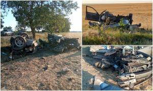 Un tată şi fiul lui de 8 ani, morţi într-un BMW rupt în două. Maşina s-a făcut praf în copac, pe un drum din Moldova