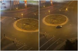 Şofer de 18 ani, amendat şi lăsat fără permis, după ce a fost filmat făcând drifturi într-un sens giratoriu din Piteşti