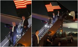 Imagini cu Donald Trump, la câteva ore după ce a fost împușcat în ureche. Fostul președinte a ajuns în New Jersey