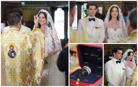 Imagini cu Elena şi Ianis Hagi de la biserică. Ceremonia religioasă s-a încheiat. Mirii au pornit spre Domeniul Ştirbey unde va avea loc petrecerea