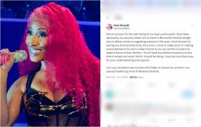 SAGA 2024. Nicki Minaj nu va urca pe scenă în această seară. Anunțul, făcut de artistă cu scurt timp în urmă