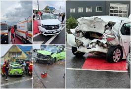 Accident în lanţ pe E85, în Vrancea: mașină de poliție, lovită în spate de o autoutilitară. Opt răniți, inclusiv cinci poliţişti