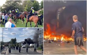 Peste 90 de arestări în UK, după ce protestele extremiştilor s-au transformat în revolte. Tensiunile, amplificate de tragedia din Southport