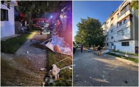 Explozie într-un apartament din Adjud. Un bărbat scos de sub dărâmături, 21 persoane au reuşit să iasă din bloc