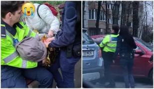 "Respect om frumos!" Un poliţist din Bucureşti a ţinut în braţe o femeie aproape îngheţată până la sosirea ambulanţei. Victima plecase de acasă în toiul nopţii