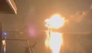 Imagine din timpul atacului cu drone asupra portului ucrainean Ismail